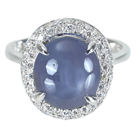 【中古】K18WG STAR SAPPHIREスターサファイアリング SS7.71ct D0.36ct 6.2g #12.5