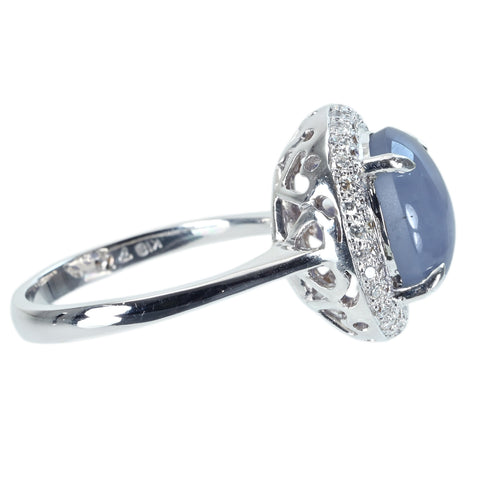 【中古】K18WG STAR SAPPHIREスターサファイアリング SS7.71ct D0.36ct 6.2g #12.5