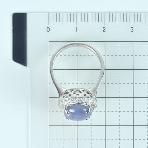 【中古】K18WG STAR SAPPHIREスターサファイアリング SS7.71ct D0.36ct 6.2g #12.5