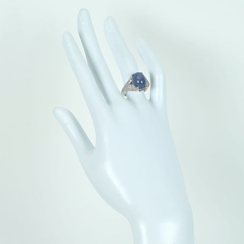 【中古】K18WG STAR SAPPHIREスターサファイアリング SS14.00ct D0.89ct 8.9g #13.5
