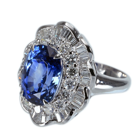【中古】K18WG SAPPHIRE RING サファイアリング S5.74ct D1.70ct 7.4g #13.5
