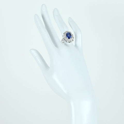 【中古】K18WG SAPPHIRE RING サファイアリング S5.74ct D1.70ct 7.4g #13.5
