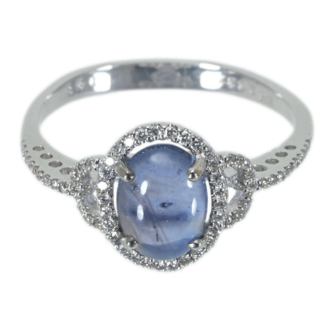 【中古】 K18WG STAR SAPPHIRE スターサファイアリング SS2.632ct D0.22ct 2.7g #13.5