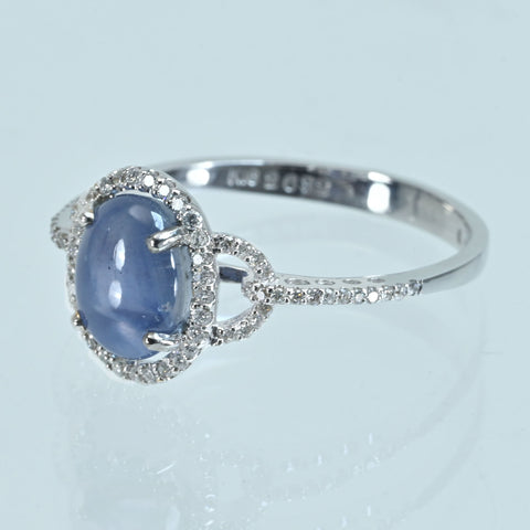 【中古】 K18WG STAR SAPPHIRE スターサファイアリング SS2.632ct D0.22ct 2.7g #13.5