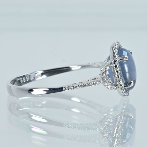 【中古】 K18WG STAR SAPPHIRE スターサファイアリング SS2.632ct D0.22ct 2.7g #13.5