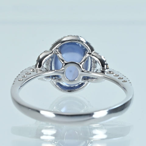 【中古】 K18WG STAR SAPPHIRE スターサファイアリング SS2.632ct D0.22ct 2.7g #13.5