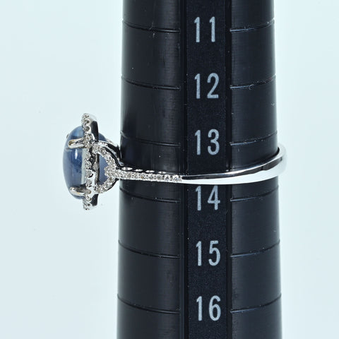 【中古】 K18WG STAR SAPPHIRE スターサファイアリング SS2.632ct D0.22ct 2.7g #13.5