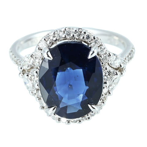 【中古】K18WG SAPPHIRE RING サファイアリング S5.06ct D0.78ct 6.5g #13.5