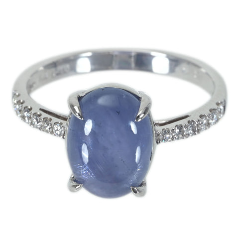 【中古】K18WG STAR SAPPHIRE スターサファイアリング SS5.86ct D0.17ct 3.7g #13.5