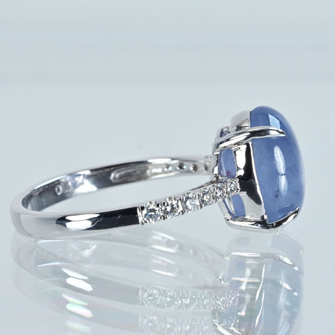 【中古】K18WG STAR SAPPHIRE スターサファイアリング SS5.86ct D0.17ct 3.7g #13.5