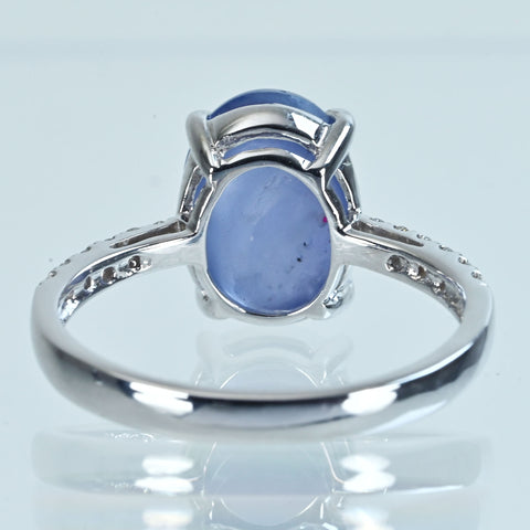 【中古】K18WG STAR SAPPHIRE スターサファイアリング SS5.86ct D0.17ct 3.7g #13.5