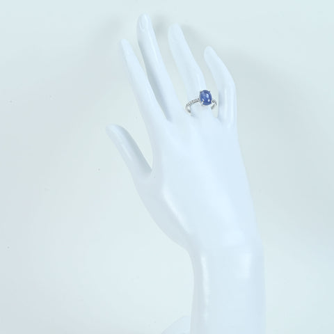 【中古】K18WG STAR SAPPHIRE スターサファイアリング SS5.86ct D0.17ct 3.7g #13.5