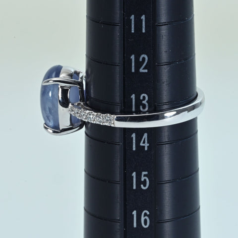 【中古】K18WG STAR SAPPHIRE スターサファイアリング SS5.86ct D0.17ct 3.7g #13.5