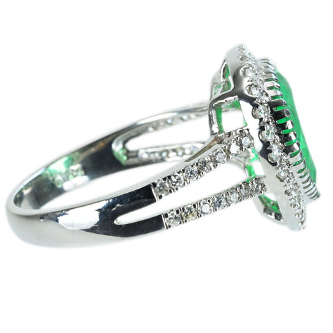 【中古】 K18WG EMERALD RING エメラルドリング E2.696ct D0.49ct 4.3g #13.5