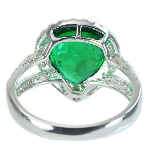 【中古】 K18WG EMERALD RING エメラルドリング E2.696ct D0.49ct 4.3g #13.5