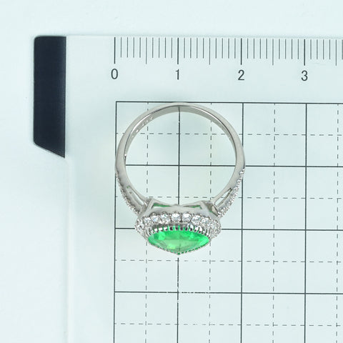 【中古】 K18WG EMERALD RING エメラルドリング E2.696ct D0.49ct 4.3g #13.5