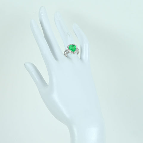 【中古】 K18WG EMERALD RING エメラルドリング E2.696ct D0.49ct 4.3g #13.5