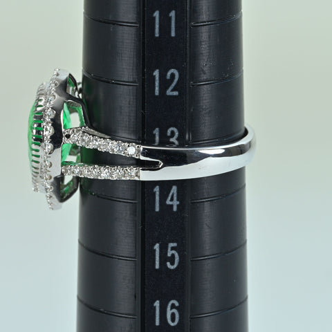 【中古】 K18WG EMERALD RING エメラルドリング E2.696ct D0.49ct 4.3g #13.5