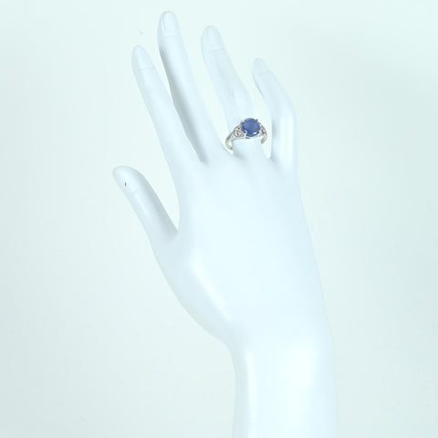 Pre-owned K18WG Star Sapphire Ring, 3.96ct stainless steel, 0.09ct diamond, 3.6g, #12.5 