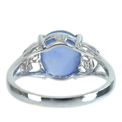 Pre-owned K18WG Star Sapphire Ring, 3.96ct stainless steel, 0.09ct diamond, 3.6g, #12.5 