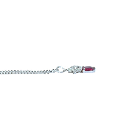 【中古】 K18WG RUBY 非加熱ルビーネックレス1.05ct D0.52c”ピジョンブラッド ”AIGS 鑑別書3.2g