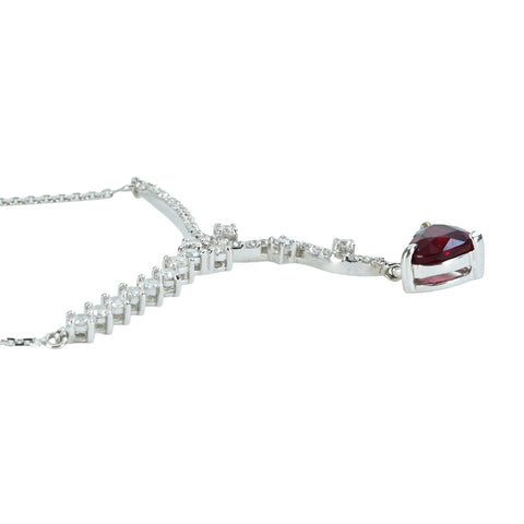 【中古】K18WG RUBY非加熱ルビーペンダントネックレス R1.05ct D0.40ct ピジョンブラッド AIGS鑑別書 3.2g