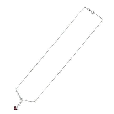 【中古】K18WG RUBY非加熱ルビーペンダントネックレス R1.05ct D0.40ct ピジョンブラッド AIGS鑑別書 3.2g