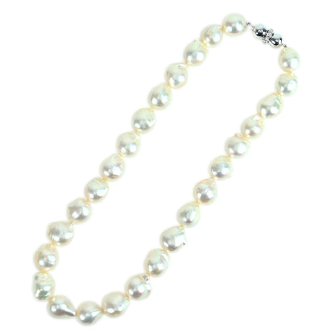 【中古】MIKIMOTOミキモト K14WG SHIROCHO BAROQUE PEARL NECKLACE 白蝶バロックパールネックレス 13.5-16.0mm 106.1g 箱/鑑別/証明書 ONE PRICE USED