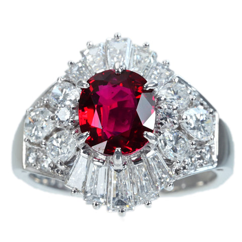 Pre-owned MIKIMOTO PT900 RUBY RING, Thai Ruby, 2.00ct R, 2.07ct D, GIA Certificate, 10.3g, #16, One Price 