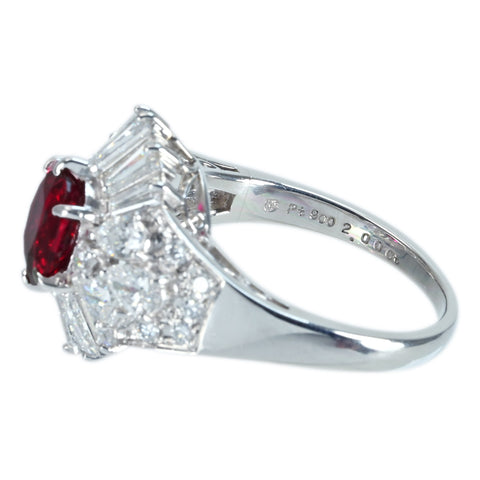 Pre-owned MIKIMOTO PT900 RUBY RING, Thai Ruby, 2.00ct R, 2.07ct D, GIA Certificate, 10.3g, #16, One Price 