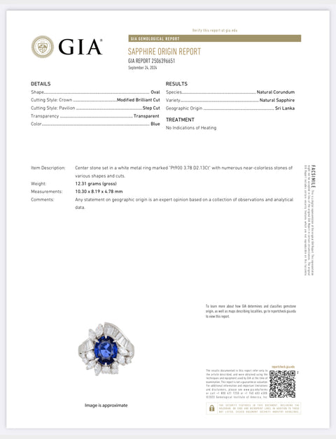 【中古】MIKIMOTO ミキモト PT900 SAPPHIRE RING スリランカ産非加熱サファイアリング S3.78ct D2.13ct GIA鑑別書 12.3g ＃13.5 ONE PRICE