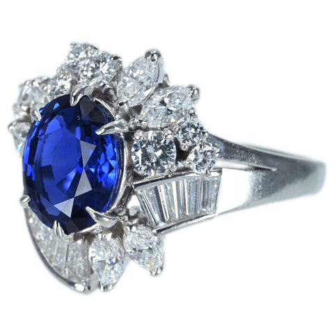 【中古】MIKIMOTO ミキモト PT900 SAPPHIRE RING スリランカ産非加熱サファイアリング S3.78ct D2.13ct GIA鑑別書 12.3g ＃13.5 ONE PRICE