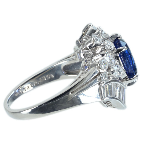 【中古】MIKIMOTO ミキモト PT900 SAPPHIRE RING スリランカ産非加熱サファイアリング S3.78ct D2.13ct GIA鑑別書 12.3g ＃13.5 ONE PRICE