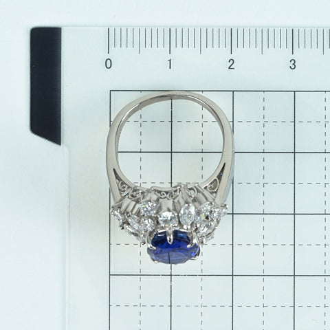 【中古】MIKIMOTO ミキモト PT900 SAPPHIRE RING スリランカ産非加熱サファイアリング S3.78ct D2.13ct GIA鑑別書 12.3g ＃13.5 ONE PRICE