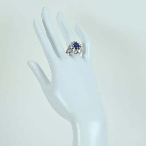 【中古】MIKIMOTO ミキモト PT900 SAPPHIRE RING スリランカ産非加熱サファイアリング S3.78ct D2.13ct GIA鑑別書 12.3g ＃13.5 ONE PRICE