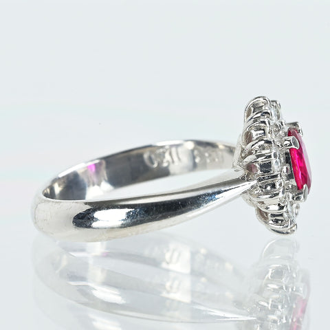 【中古】PT900 RUBY ルビーリング R0.38ct D0.30ct CGLソーティング 4.6g #7