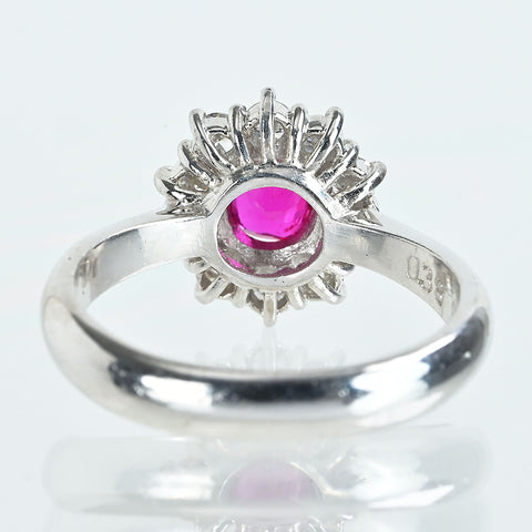 【中古】PT900 RUBY ルビーリング R0.38ct D0.30ct CGLソーティング 4.6g #7