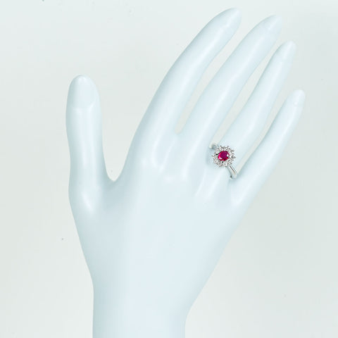 【中古】PT900 RUBY ルビーリング R0.38ct D0.30ct CGLソーティング 4.6g #7