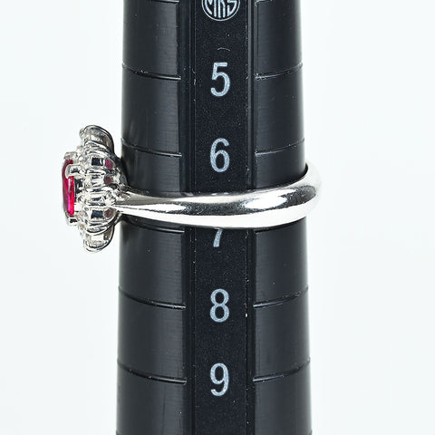 【中古】PT900 RUBY ルビーリング R0.38ct D0.30ct CGLソーティング 4.6g #7