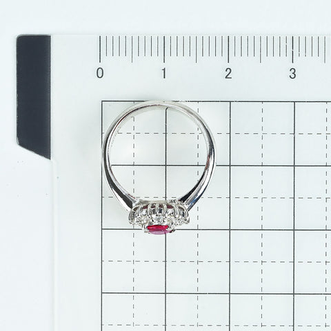 【中古】PT900 RUBY ルビーリング R0.38ct D0.30ct CGLソーティング 4.6g #7