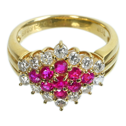 【中古】K18YG RUBYルビーリング R0.69ct D0.73ct 6.5g #11