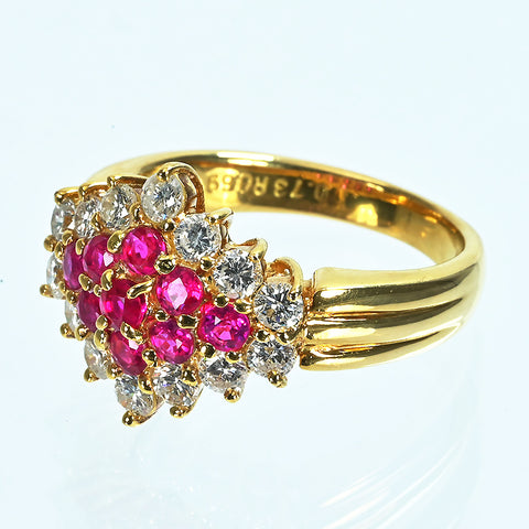 【中古】K18YG RUBYルビーリング R0.69ct D0.73ct 6.5g #11