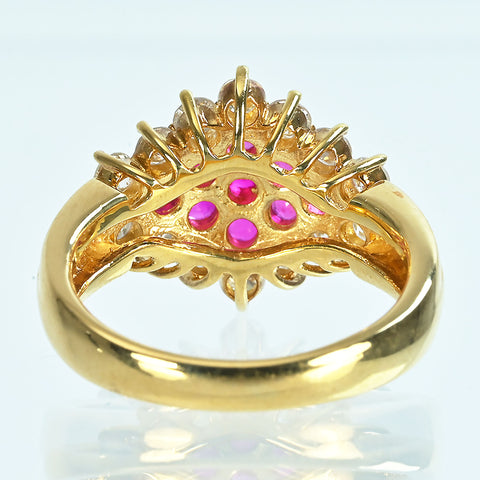 【中古】K18YG RUBYルビーリング R0.69ct D0.73ct 6.5g #11