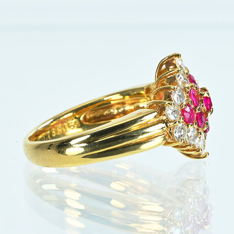 【中古】K18YG RUBYルビーリング R0.69ct D0.73ct 6.5g #11