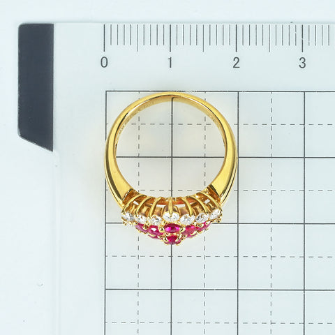 【中古】K18YG RUBYルビーリング R0.69ct D0.73ct 6.5g #11