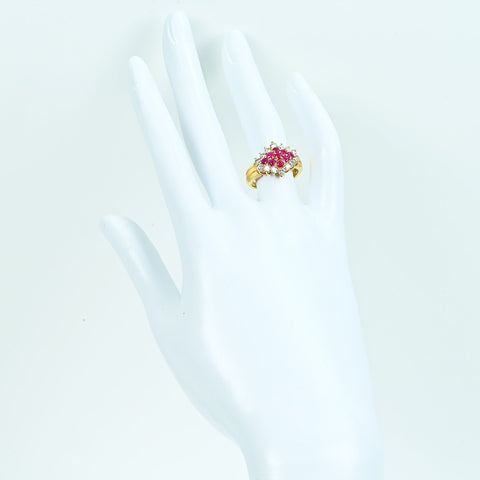 【中古】K18YG RUBYルビーリング R0.69ct D0.73ct 6.5g #11