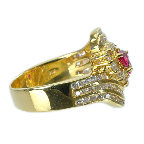 【中古】K18YG RUBY RING ルビーリング R0.62ct D1.38ct 9.4g #17.5