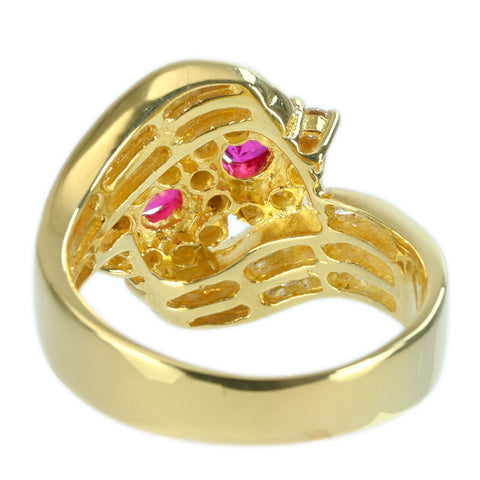 【中古】K18YG RUBY RING ルビーリング R0.62ct D1.38ct 9.4g #17.5