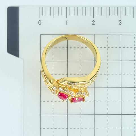 【中古】K18YG RUBY RING ルビーリング R0.62ct D1.38ct 9.4g #17.5