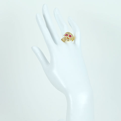 【中古】K18YG RUBY RING ルビーリング R0.62ct D1.38ct 9.4g #17.5